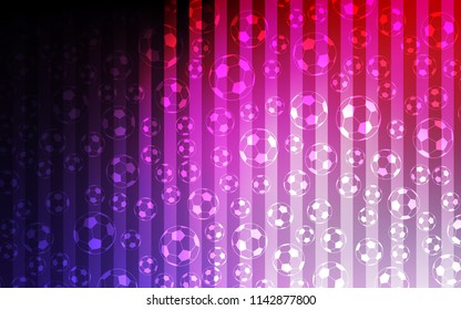 Light Purple vector background with soccer balls. Colorful gradient with signs of soccer tournament. Pattern for booklets, leaflets of soccer turnament.