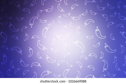Light Purple vector background with spicy peppers. Illustration with set of fresh peppers in doodle style. Pattern for menu of cafes, bars, restaurants.