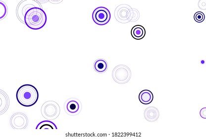 Fondo vector claro púrpura con puntos. Hermosa ilustración de color con círculos borrosos en estilo natural. Patrón para anuncios futuristas, folletos.