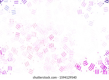 Light Purple vector background with straight lines, dots. Shining colored illustration with sharp stripes. Pattern for ad, booklets, leaflets.