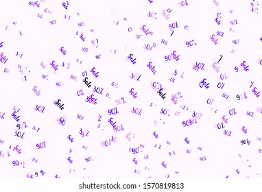 Light Purple vector background with symbols of 30, 50, 90 % sales. Colored words of sales with gradient on white background. Pattern for ads, posters, banners of sales.
