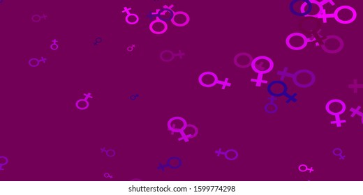Light Purple vector background with woman symbols. Illustration with signs of women's strength and power. Smart design for your apps.