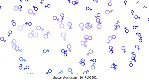 Light Purple vector background with woman symbols. Simple design in abstract style with women’s rights activism. Best design to show the power of women.