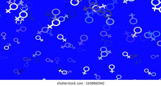 Light Purple vector background with woman symbols. Illustration with signs of women's strength and power. Background for cell phones.