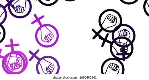 Light Purple vector background with woman symbols. Colorful feminism symbols with a gradient in modern style. Simple design for your web site.
