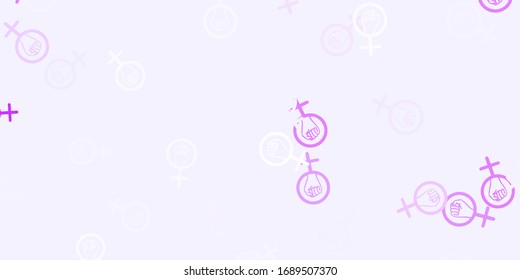 Light Purple vector background with woman symbols. Illustration with signs of women's strength and power. Simple design for your web site.