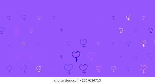 Light Purple vector background with woman symbols. Simple design in abstract style with women rights activism. Elegant design for wallpapers.