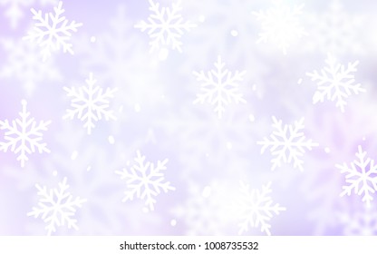 Light Purple vector background with xmas snowflakes. Modern geometrical abstract illustration with crystals of ice. The pattern can be used for new year ad, booklets.