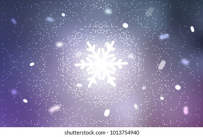Light Purple vector background with xmas snowflakes. Glitter abstract illustration with crystals of ice. The pattern can be used for year new  websites.