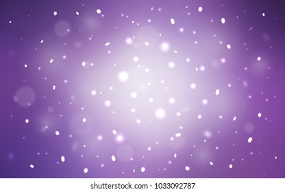 Light Purple vector background with xmas snowflakes. Glitter abstract illustration with crystals of ice. New year design for your ad, poster, banner.