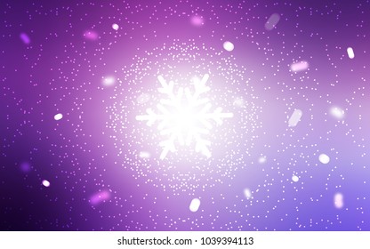 Light Purple vector background with xmas snowflakes. Glitter abstract illustration with crystals of ice. The template can be used as a new year background.