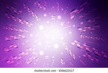 Light Purple vector background with xmas confetti. Beautiful colored illustration with ribbon in celebration style. Beautiful design for your business advert of anniversary.