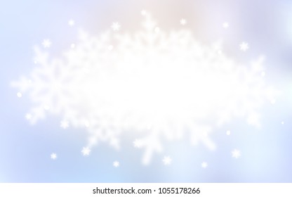 Light Purple vector background with xmas snowflakes. Snow on blurred abstract background with gradient. The template can be used as a new year background.