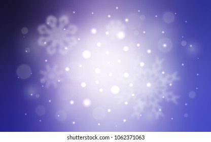 Light Purple vector background with xmas snowflakes. Glitter abstract illustration with crystals of ice. The pattern can be used for new year ad, booklets.