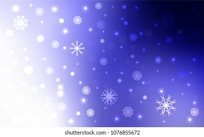 Light Purple vector background with xmas snowflakes. Blurred decorative design in xmas style with snow. The pattern can be used for year new  websites.