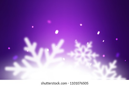 Light Purple vector background with xmas snowflakes. Blurred decorative design in xmas style with snow. The pattern can be used for new year ad, booklets.