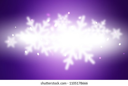 Light Purple vector background with xmas snowflakes. Blurred decorative design in xmas style with snow. New year design for your ad, poster, banner.