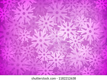 Light Purple vector background with xmas snowflakes. Shining colored illustration with snow in christmas style. The pattern can be used for year new  websites.