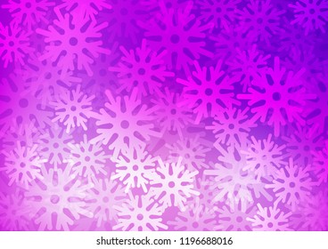Light Purple vector background with xmas snowflakes. Blurred decorative design in xmas style with snow. The pattern can be used for year new  websites.