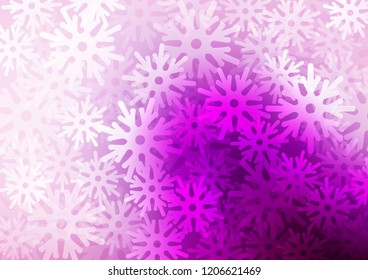 Light Purple vector background with xmas snowflakes. Decorative shining illustration with snow on abstract template. The pattern can be used for new year leaflets.