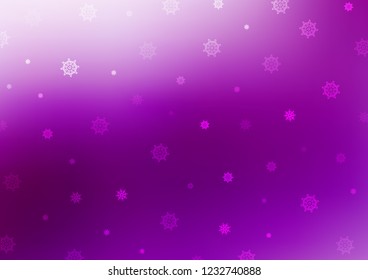 Light Purple vector background with xmas snowflakes. Modern geometrical abstract illustration with crystals of ice. New year design for your business advert.