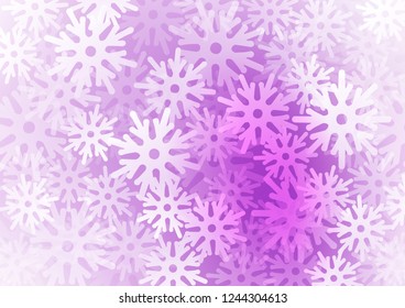 Light Purple vector background with xmas snowflakes. Glitter abstract illustration with crystals of ice. The pattern can be used for new year leaflets.