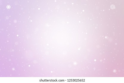 Light Purple vector background with xmas snowflakes. Snow on blurred abstract background with gradient. The pattern can be used for year new  websites.