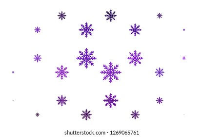 Light Purple vector background with xmas snowflakes. Glitter abstract illustration with crystals of ice. The pattern can be used for year new  websites.