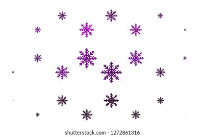 Light Purple vector background with xmas snowflakes. Blurred decorative design in xmas style with snow. The template can be used as a new year background.