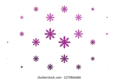 Light Purple vector background with xmas snowflakes. Glitter abstract illustration with crystals of ice. The pattern can be used for new year leaflets.