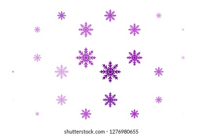 Light Purple vector background with xmas snowflakes. Modern geometrical abstract illustration with crystals of ice. The template can be used as a new year background.