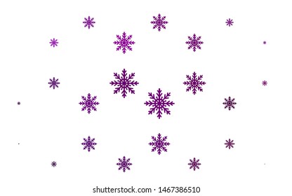 Light Purple vector background with xmas snowflakes. Blurred decorative design in xmas style with snow. The pattern can be used for year new  websites.