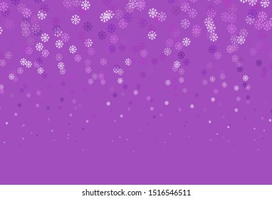 Light Purple vector background with xmas snowflakes. Colorful decorative design in xmas style with snow. New year design for business advert.