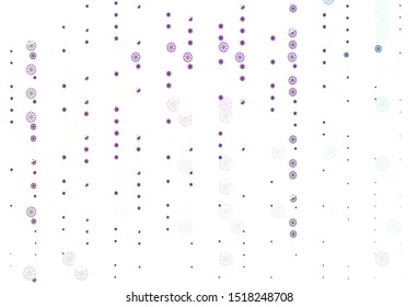 Light Purple vector background with xmas snowflakes. Glitter abstract illustration with crystals of ice. The pattern can be used for new year ad, booklets.