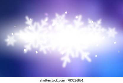 Light Purple vector background with xmas snowflakes. Snow on blurred abstract background with gradient. The pattern can be used for year new  websites.