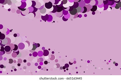 Light Purple vector banner with circles, spheres. Abstract spots. Background of Art bubbles in halftone style with colored gradient.