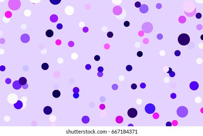 Light Purple vector banner with circles, spheres. Abstract spots. Background of Art bubbles in halftone style with colored gradient.