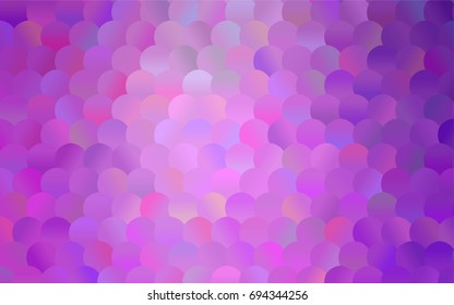 Light Purple vector banner with circles, spheres. Abstract spots. Background of Art bubbles in halftone style with colored gradient.