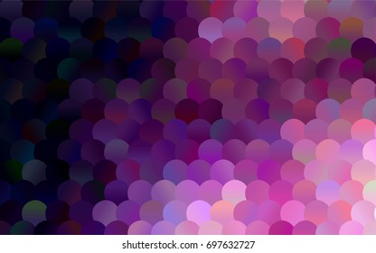 Light Purple vector banner with circles, spheres. Abstract spots. Background of Art bubbles in halftone style with colored gradient.