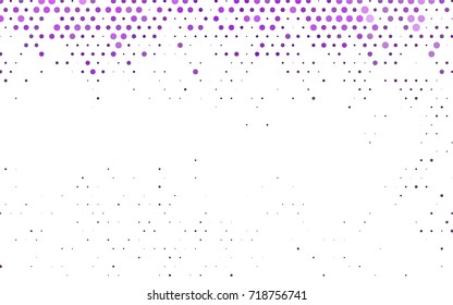 Light Purple vector banner with circles, spheres. Abstract spots. Background of Art bubbles in halftone style with colored gradient.