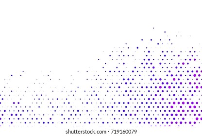Light Purple vector banner with circles, spheres. Abstract spots. Background of Art bubbles in halftone style with colored gradient.