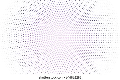 Light Purple vector banner set of circles, spheres. Donuts Background. Creative Design Templates. Technology halftone illustration.