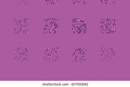 Light Purple vector banner with set of circles, dots. Donuts Background. Creative Design Template. Technological halftone illustration.