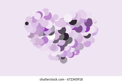 Light Purple vector   banner with set of circles, dots. Donuts Background. Creative Design Template. Technological halftone illustration.