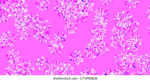 Light purple vector beautiful snowflakes backdrop with flowers. Gradient colorful illustration with snow elements in xmas style. New year background.