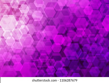Light Purple vector blurry hexagon pattern. Colorful illustration in abstract style with gradient. A completely new design for your business.
