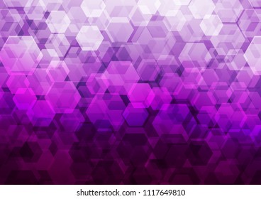 Light Purple vector blurry hexagon background. Colorful abstract illustration with gradient. A completely new design for your business.