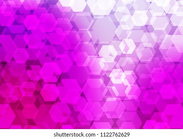 Light Purple vector blurry hexagon pattern. Shining illustration, which consist of hexagons. A completely new template for your business design.