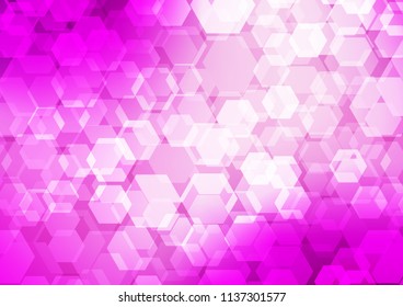 Light Purple vector blurry hexagon pattern. Glitter abstract illustration with an elegant design. The best hexagonal design for your business.