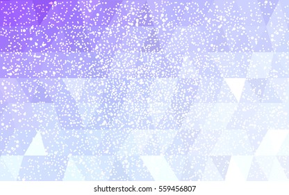 Light Purple vector christmas polygon background. Low poly Illustration consisting of triangles with snowflakes. Texture, seamless background of New Year celebration.